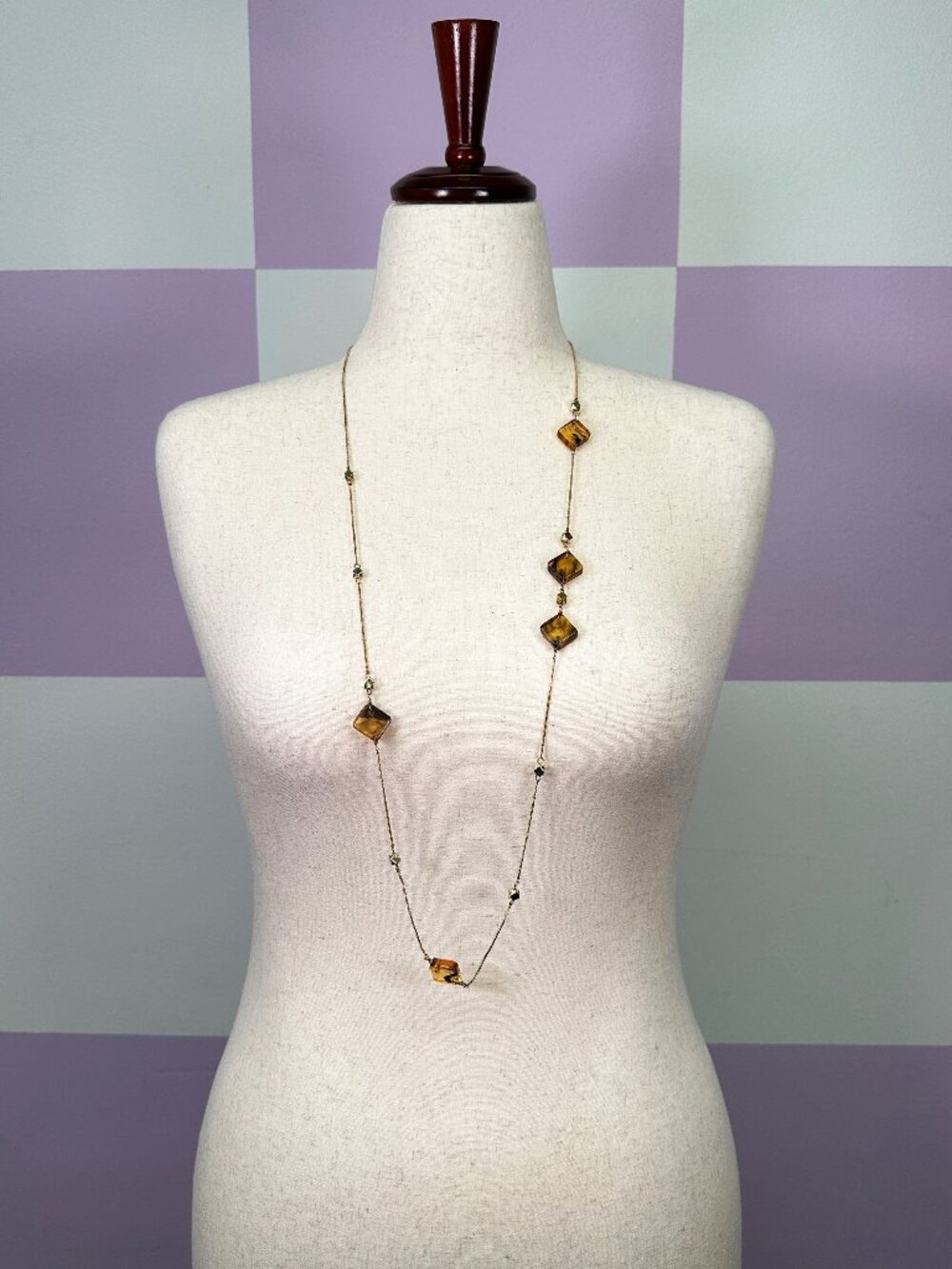 MATA TRADERS Margot resin and brass long necklace - gold, tortoiseshell beads